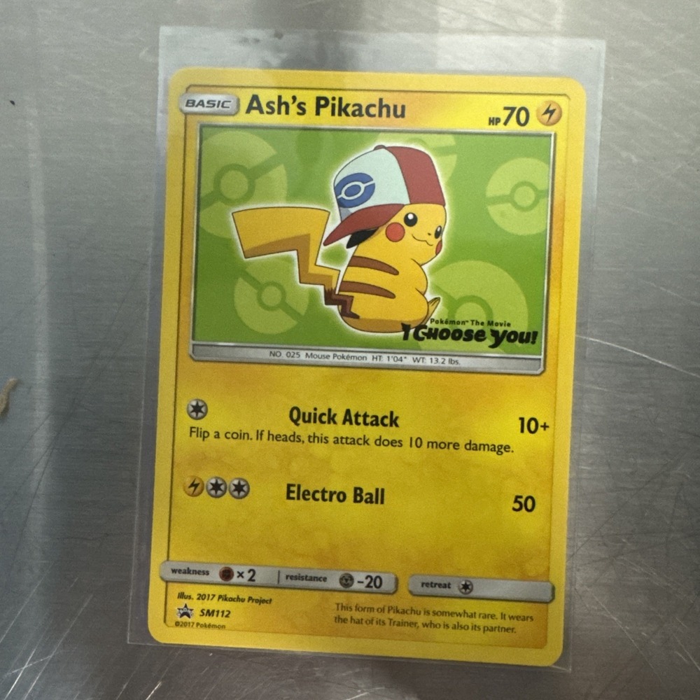 2017 Pokémon Ash's Pikachu TCG Black Star Promo Card SM112 NM